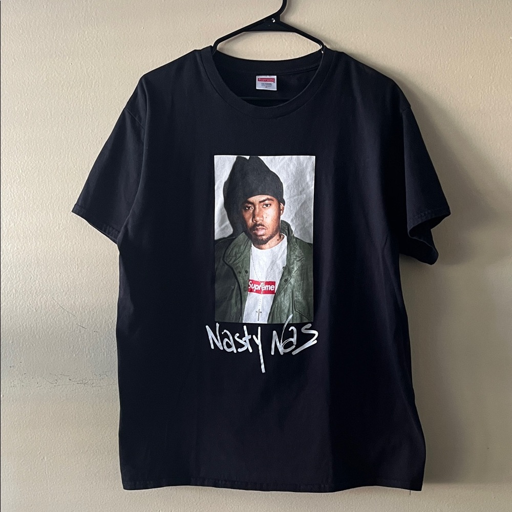 Supreme Black Graphic Tee with Iconic Print